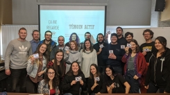 Groupe des membres du conseil exécutif de l'AGE UQTR et des représentants de Ingénierie Trois-Rivières, de l'association des Étudiants en Sexologie de l’UQTR, Aep-Uqtr et de l'association des étudiants en sciences chimiques et physiques suite à une formation témoin actif donnée par l'une de nos intervenantes et deux étudiants en psychoéducation de l'UQTR.